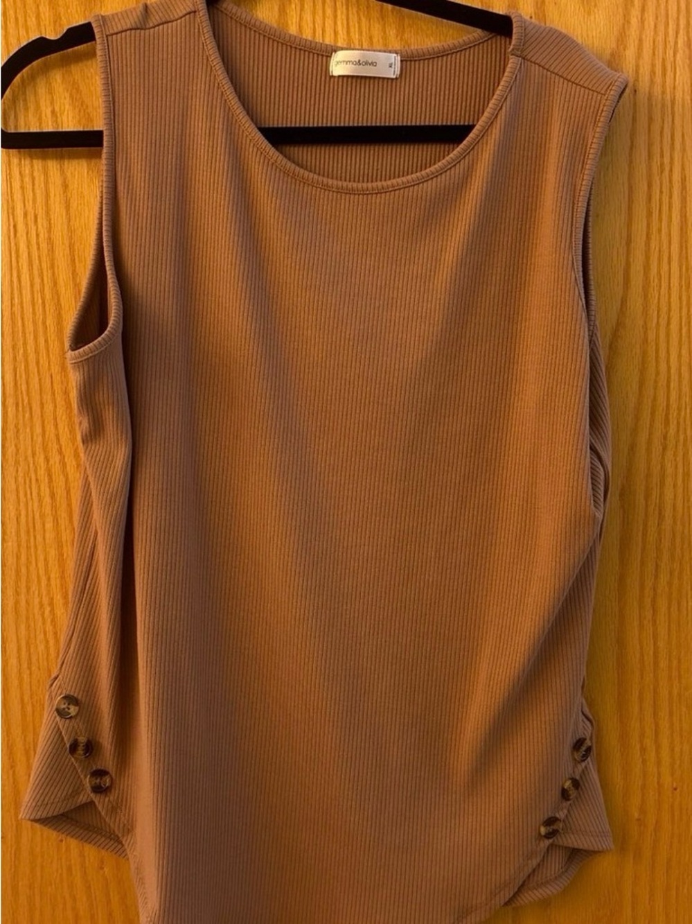 Sleeveless Ribbed Tank Top in Warm Taupe
